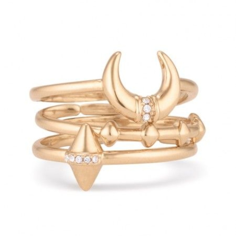 :: Stella & Dot Gold Aurora Ring Set Of 3 - Picture 2 of 6